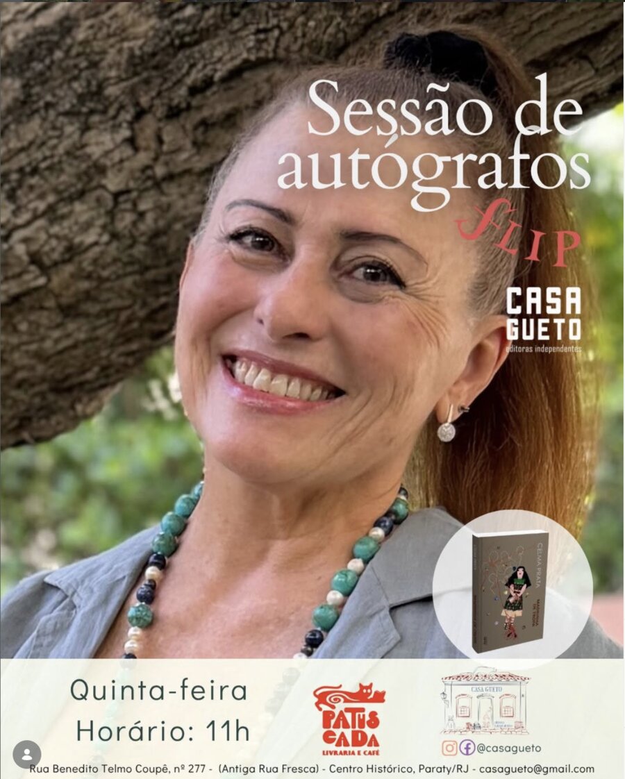 Cartaz da sessão de autógrafos de Madrinha de Tropa na Flip 2026